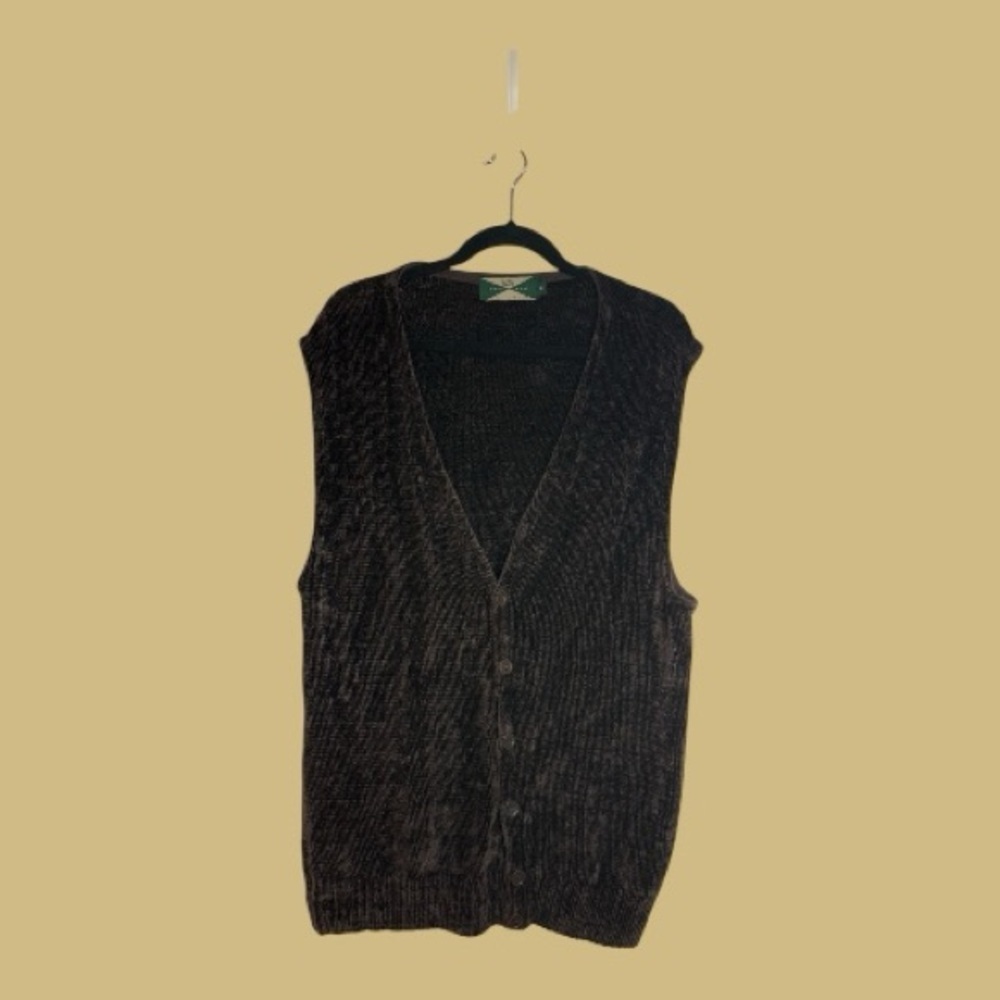525 Vintage Brown Button Down Sweater Vest Made in America Shirt Not Included XL - Picture 4 of 6
